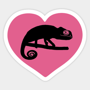 Pink Cute Chameleon Heart for Chameleon Lovers Sticker